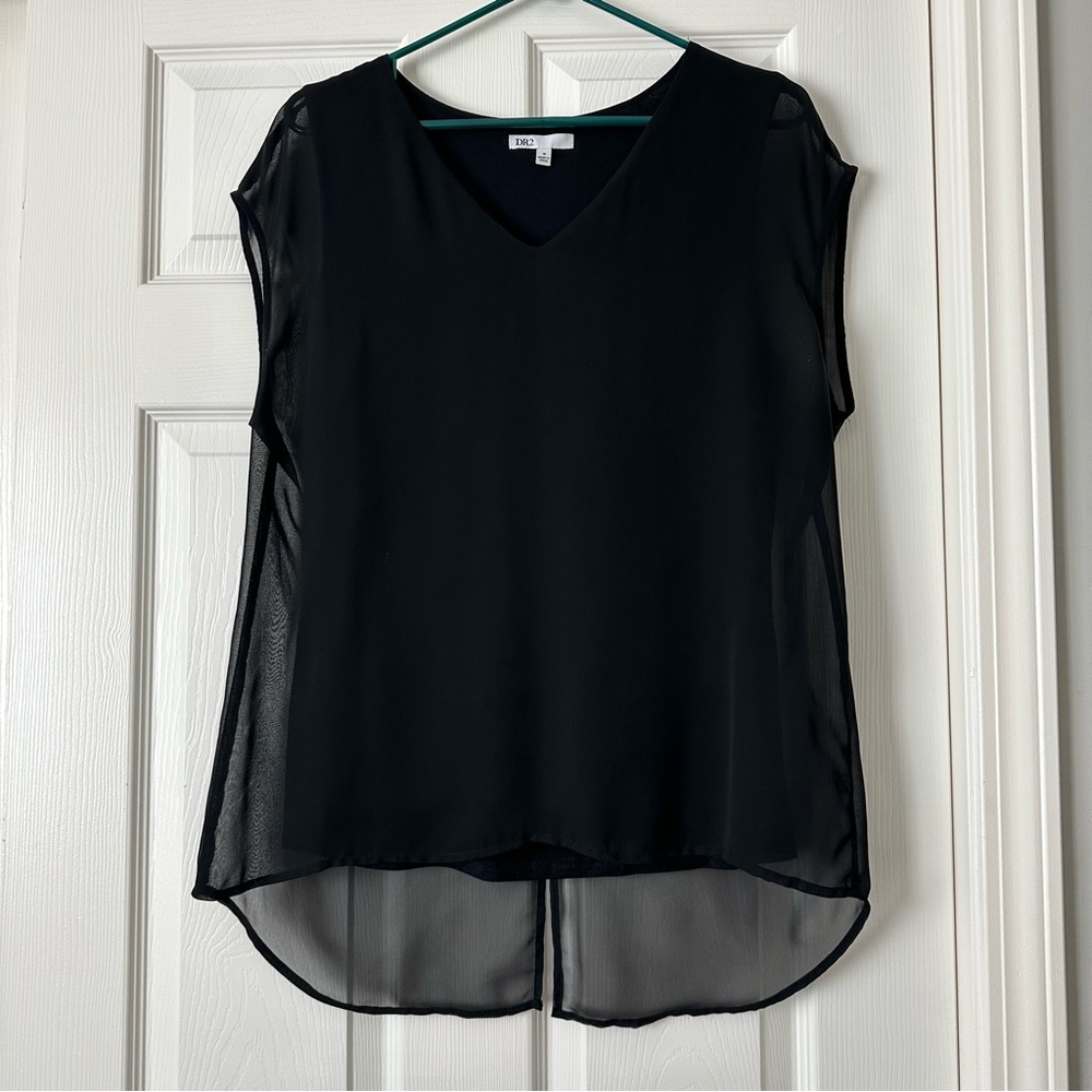 Double layer blouse with sheer tails
